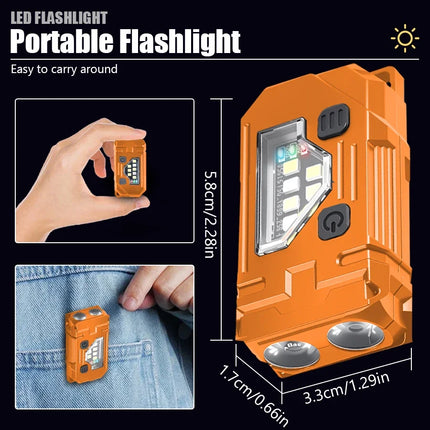 Mini Keychain EDC Flashlight Rechargeable Magnetic Torch Super Bright Pocket LED Torch Pen Clip Headlamp Outdoor Fishing Lamp