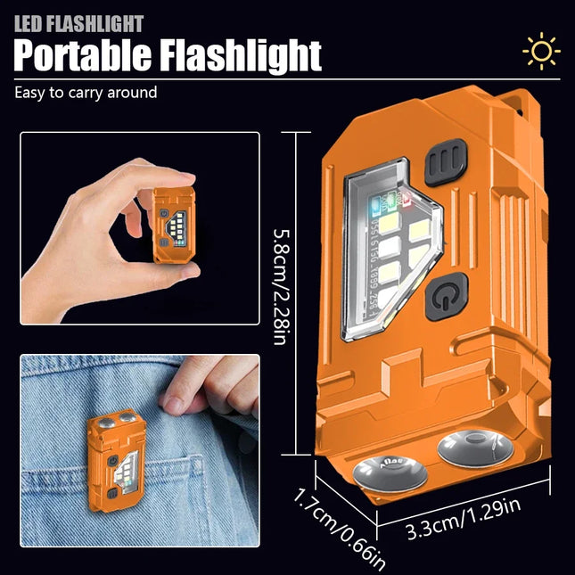 Mini Keychain EDC Flashlight Rechargeable Magnetic Torch Super Bright Pocket LED Torch Pen Clip Headlamp Outdoor Fishing Lamp