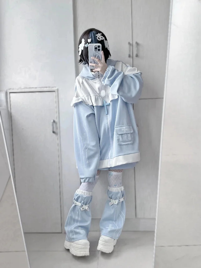 Japanese Mine Style Subculture Cute Sweet Girl Y2k Clothing Loose Casual Cat Ears Hooded Zipper Hoodie Sweatershirt Women Autumn