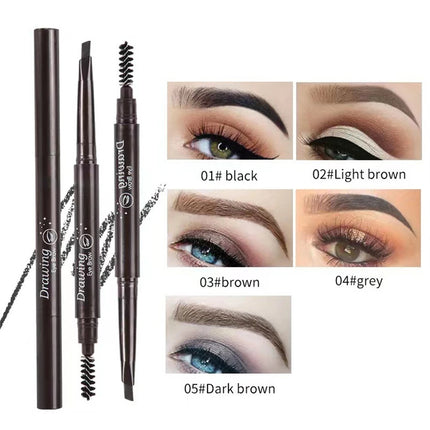 Double Ended Eyebrow Pencil Rotatable Triangle Eye Brow Pen Sweatproof Waterproof Smooth Lasting Beauty With Brush Makeup Tool