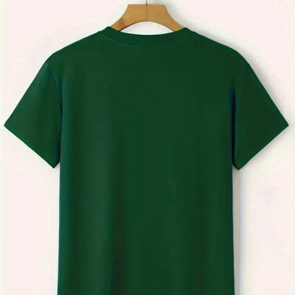 100% pure cotton men's loose T-shirt breathable casual fashion letter pattern printed short sleeved round neck top