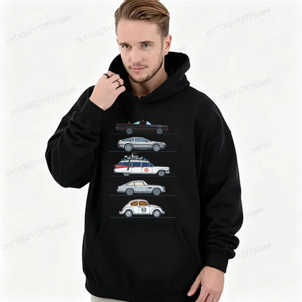 Retro Movie Car Graphic Men's Hooded Hoodies Fleece Hoody Automotive Enthusiast Gift Casual Tracksuits Tops Men Streetwear
