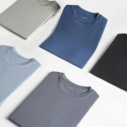 94% Modal 6% Spandex Summer Short Sleeve T-shirt Men Crew Neck Solid Color Casual Underwear Brand High Quality Mens Clothing New