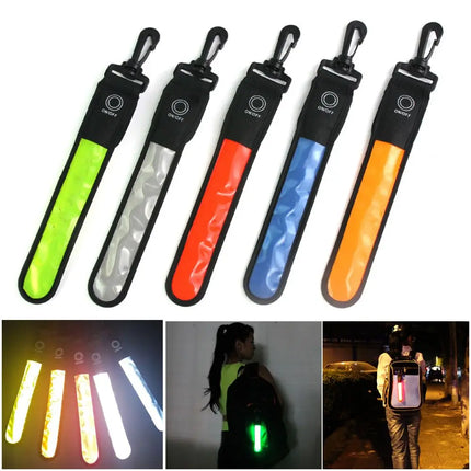 LED Glowing Luminous Reflective Backpack Hanging Light Night Running Safety Alert Kids Adult Hand Strap Wristband Outdoor Sports