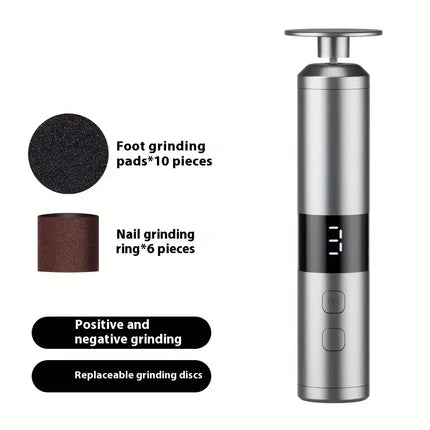 USB charging foot grinder, electric 2-in-1 foot grinder and nail grinder, foot and hand care, multifunctional foot beauty device