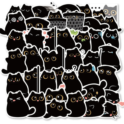 40/80pcs Kawaii Black Cat Stickers Scrapbook Luggage Motorcycle Laptop Refrigerator Cute Animal Decal Sticker for Kids Gift