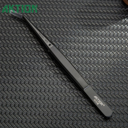 AKTION Professional Anti-Static Tweezers Precision Curved Tip German Steel Tools for Electronics Repair/Jewelry Making/Resin Art