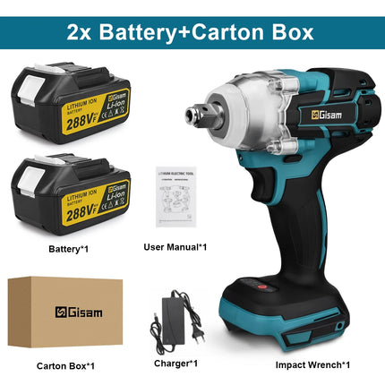 520N.M Brushless Electric Impact Wrench Cordless Electric Wrench 1/2 inch Screwdriver Power Tools for Makita 18V Battery Pins