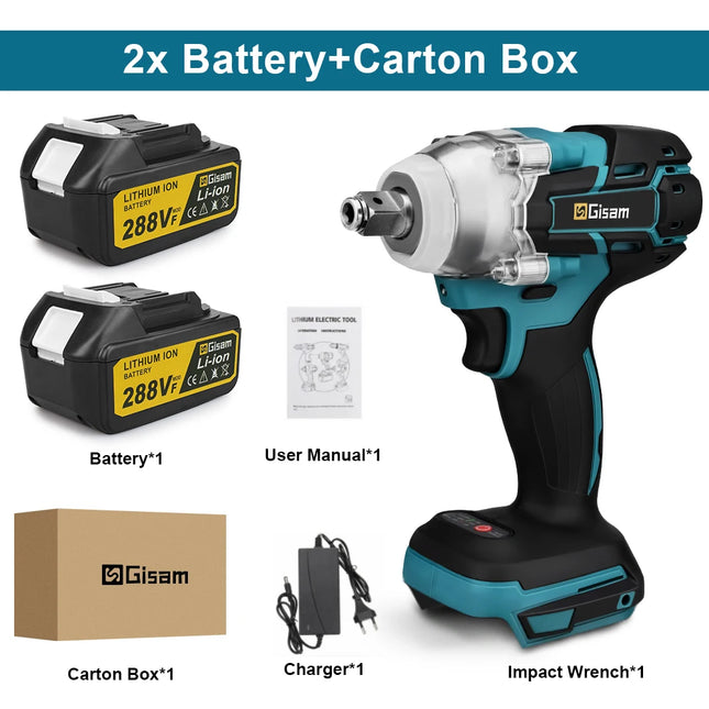 520N.M Brushless Electric Impact Wrench Cordless Electric Wrench 1/2 inch Screwdriver Power Tools for Makita 18V Battery Pins