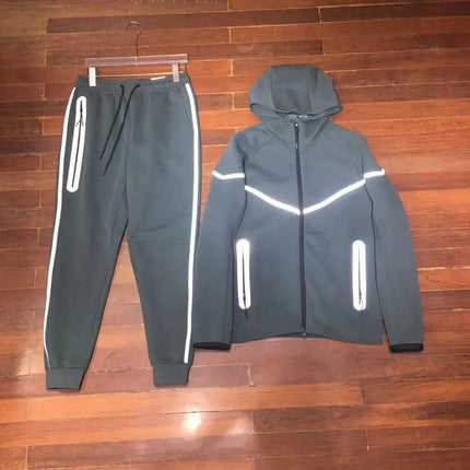 Men Knit Zip Hoodie Pants Set Sports - Windproof Cotton Casual / Ensemble Homme Hoodie Zip Pantalon - Coupe-Vent Coton