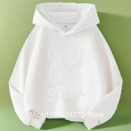 Spring And Autumn Single Casual Fashion Christmas #67 Boys Black Hoodie, Six Seven, Hand Support 67 Cartoon Print Pattern