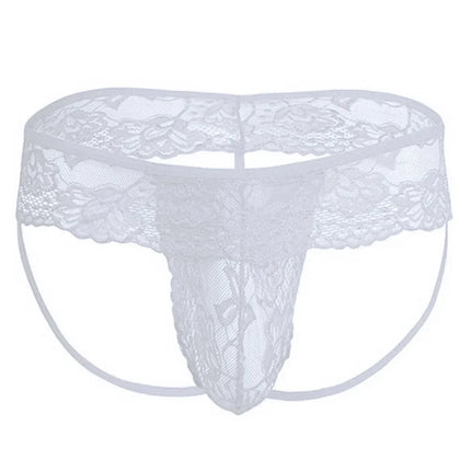 Men's Panties Lace See Through Backless Jockstrap String Sissy Gay Pouch Thong Briefs Transparent Underwear Panties Underpants