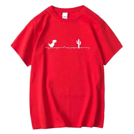 Men's High Quality 100% Cotton Funny Dinosaur Print T-Shirt Loose O-neck Summer Cool Men T-shirt Short Sleeve T-shirt Male Tee Top
