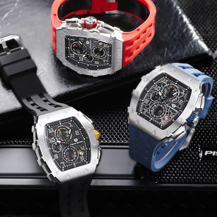 TSAR BOMBA New TB8204 Watch for Men Japan Quartz Chronograph 50M Waterproof Wristwatch Fashion Sport Clock Male Luxury Mens Gift
