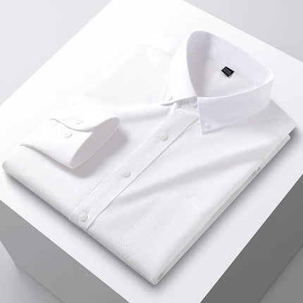 100% Cotton Men's Oxford Shirts Spring Autumn Long Sleeve Basic Casual Solid Striped Button Down Social Business Formal Plus 5XL