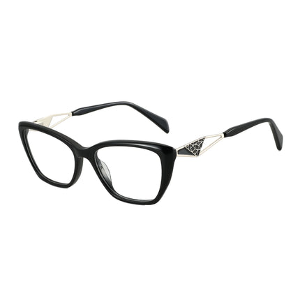 ZENOTTIC Black Cat Eye Optical Glasses Frame Peculiar Fashion Leg Women Non-Prescription Acetate Square Eyeglasses MG6592