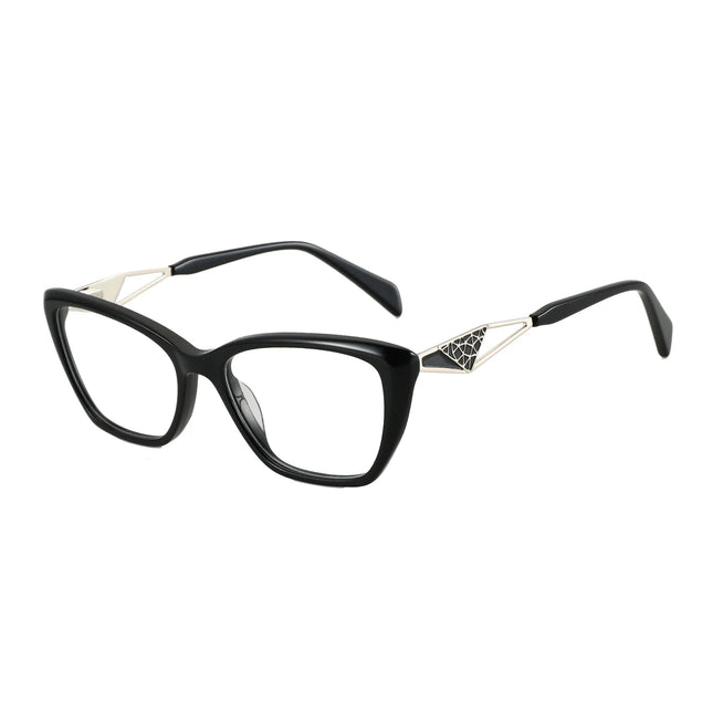 ZENOTTIC Black Cat Eye Optical Glasses Frame Peculiar Fashion Leg Women Non-Prescription Acetate Square Eyeglasses MG6592