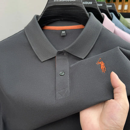 100% pure cotton men's short-sleeved polo shirt, hot-selling summer fashionable horse logo embroidery classic Paul casual T-shirt