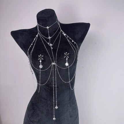 2026 Body Chain with Nipple Clamps Collar All-in-One BDSM Training Set Paired with Waist Chain Unisex Sexy Accessories Sex Toys