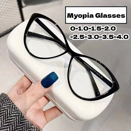 Ladies Retro Anti-blue Myopia Glasses Vintage Ultralight Minus Diopter Glasses Eyewear Women Trendy Cat Eye Frame Eyeglasses