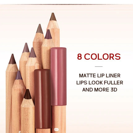 Matte 8-colors Lip Liner Pencil Lip Contour Lipstick Pen Nude Brown Lipstick Pencil Natural Lasting Waterproof Lipliner Makeup