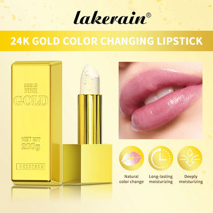 Color Changing Lipstick 2 in 1 Lip Blush Balm 24K Gold Long Lasting Moisturizing Nourishing Lips Plumper Deep Hydration Care