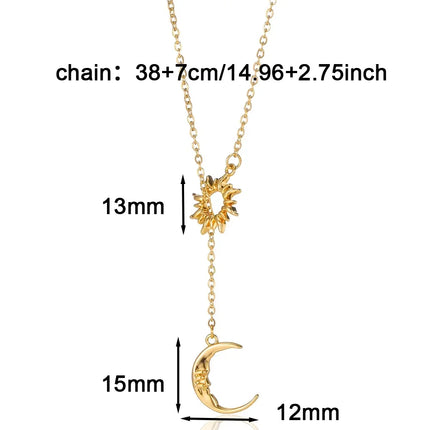 2025 Sun Moon Coin Pendant Necklace For Women Cute Fashion Gold Color Stainless Steel Round Necklace Sweet Jewelry Her Gifts