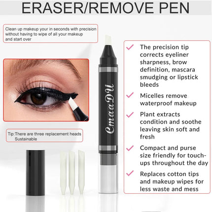 CmaaDu Eyeliner Makeup Remover Pen Waterproof Long Lasting Quick Dry Portable Eraser for Sensitive Skin Eyes