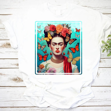 Frida Kahlo classic vintage feminist t-shirt Mexican-style top Frida Kahlo themed t-shirt  cotton loose-fitting, unisex t-shirt