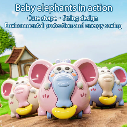Children's Pull-String Banana Elephant Winding Toy, Wind-Up Scooter, Creative Cartoon Cute Animal Pull-String Baby Crawling Toy