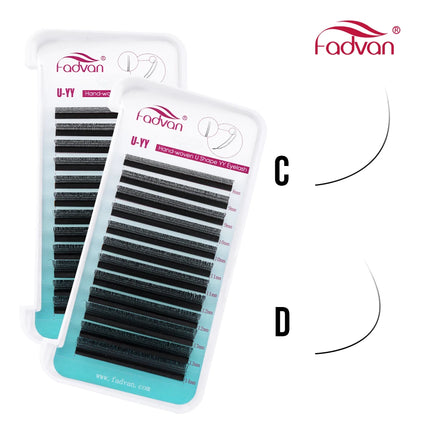 Fadvan U Shaped YY Parallel Flower Fake Eyelashes Cosplay Double Tips Lashes 2D YY Lashes Premade Fans Volume False Lash Makeup