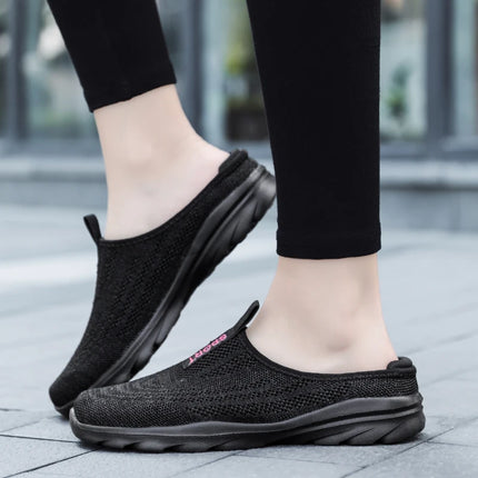 Women's Ultra Light Oversized Running Shoes, Fashionable Fly Woven Breathable Mules Sports Sneakers Plus Size 35-42