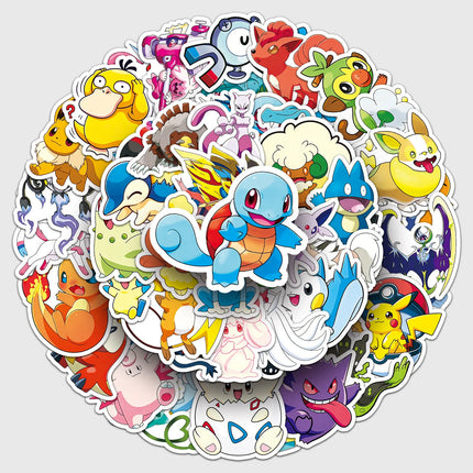 50PCS Pokémon Stickers - Pokémon Animation Decorative Stickers. For daily decorations like water cups, refrigerators, etc.