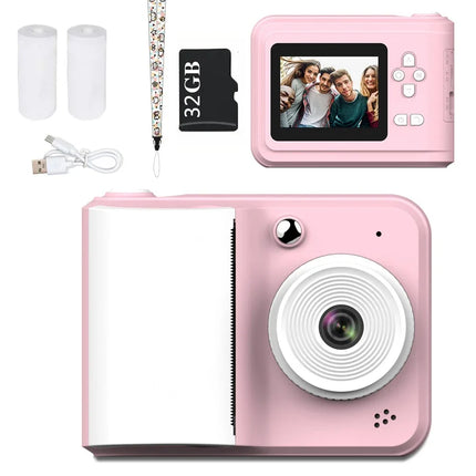 Kids Instant Print Camera with 32GB 1080P HD 2.4 Inch Screen Zoom Video Photos Child Birthday Festival Gifts Digital Camera Toys