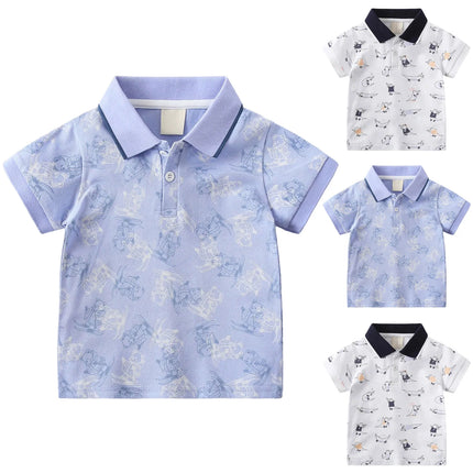Basketball Shirt Boys And Toddlers' Short Sleeve Shirts Fashion Boys Turndown Printed Shirt ملابس اطفال