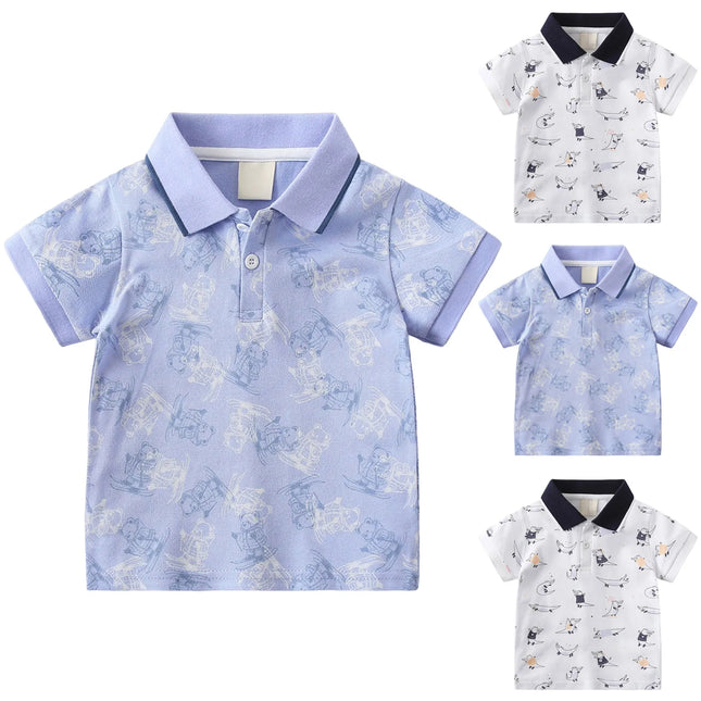 Basketball Shirt Boys And Toddlers' Short Sleeve Shirts Fashion Boys Turndown Printed Shirt ملابس اطفال