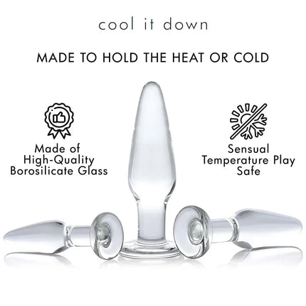 Glass Anal Plug 3 Size Butt Plugs Trainer Transparent Dildos Anal Plugs for Beginners Adult Set Products Sex Toys for Women Men