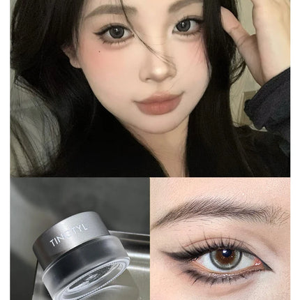 Waterproof Matte Red Eye Liner Paste with Blade Brush Soft Easy Coloring Slim Bold Gel Eyeliner Silkworm Cream Natural Tint