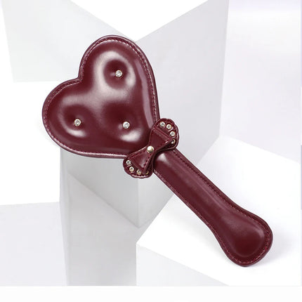 Heart Shape Diamond Handle PU Leather Riding Crop BDSM Bondage Spanking Paddle Whip Sex Toy Adult Sex Toy For Men Women Sex Shop