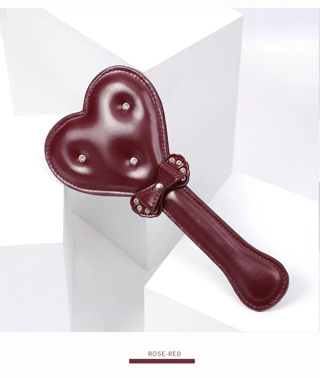 Heart Shape Diamond Handle PU Leather Riding Crop BDSM Bondage Spanking Paddle Whip Sex Toy Adult Sex Toy For Men Women Sex Shop