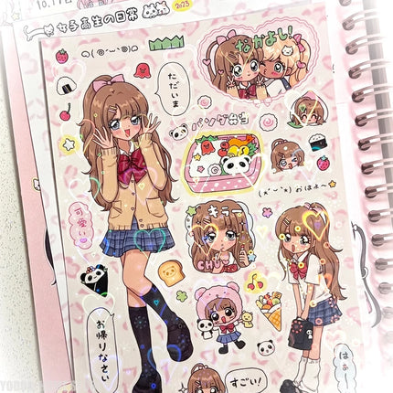 Shibuya Hottie Vintage Sticker - Kawaii Showa Anime Girl Decal for Aesthetic Journaling Scrapbooking Laptop & Phone Case DIY