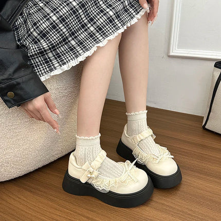 2026 Spring Autumn Height-Increasing Women's Mary Jane Shoes Concise Butterfly-knot Single Shoes Ladies' Elegant Dress Leather Pumps