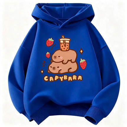 Girls' Capybara Print Long Sleeve Children's Hoodie Sweatshirt Cute Hoody for Boys Girls Autumn Casual Hoodies
