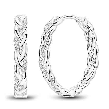 925 Sterling Silver Earrings Women 2025 Jewelry Hoop Ear Studs Sparkling Pave Earring Wedding Gift For Anniversary