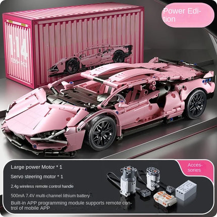 1299 PCS Tech 1:14 Pink Racing Sports car building blocks Assemble brick car toys for girls birthday presents Christmas presents