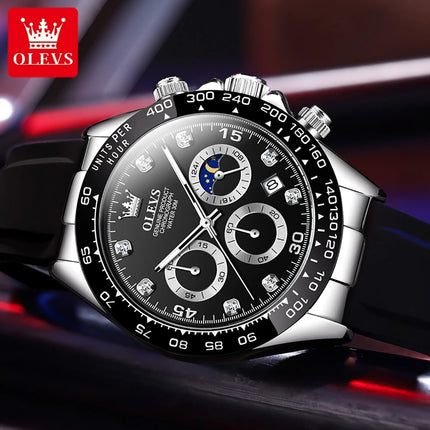 OLEVS 2875 Fashion Men's Watch Luxury Original Moon Phase Calendar Wristwatch Chronograph Luminous Waterproof Watch For Men