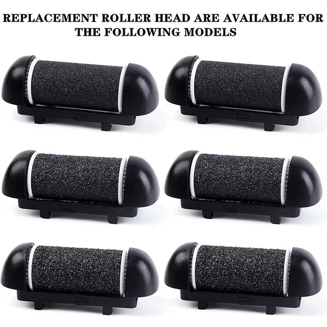 6 Pcs Black Foot Care Tool Heads Hard Skin Remover Refill Rollers for Cracked Heels Calluses & Dead Skin Removal