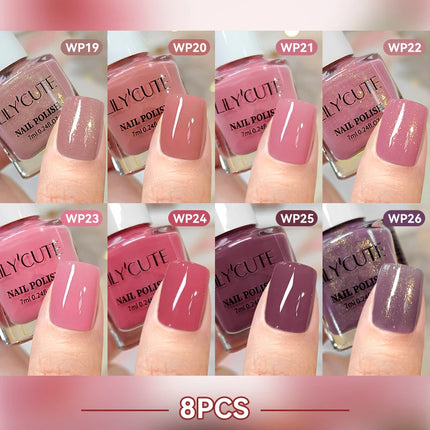 LILYCUTE 7ml 4/6/8/12Pcs Water-Based Nail Polish Set Quick Drying No Lamp Needed Glitter Nail Art Varnish For Nails Manicure