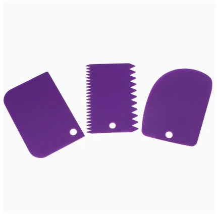 3pcs Cake Scraper Smoother Set, Cake Icing Smoother Tool For Cake Decoration,Plastic Dough Scraper Multifunctional Kitchen Tools