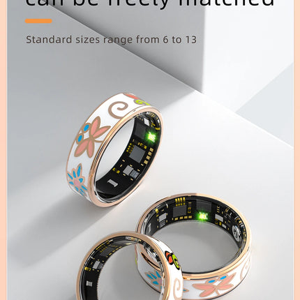 Color Enamels Craftsmanship Smart Ring for Women Sleep Monitoring Blood Oxygen Measurement Blood Pressure Multi-sports Modes